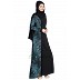 Shrug abaya- Black-Green print